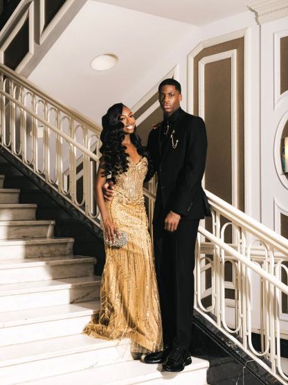 Champagne Gold Strapless Sweetheart Crystal Beaded Art Deco Mermaid Prom Dress with Sweep Train