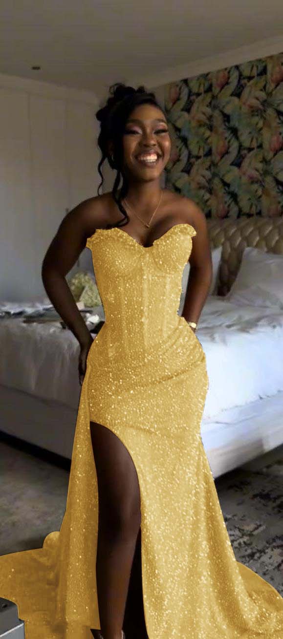 Sweetheart Sleeveless Long Mermaid Prom Dress With Split Sequin-LLELLA