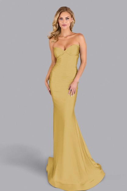 Strapless Sleeveless Long Mermaid Prom Dress With Pleated