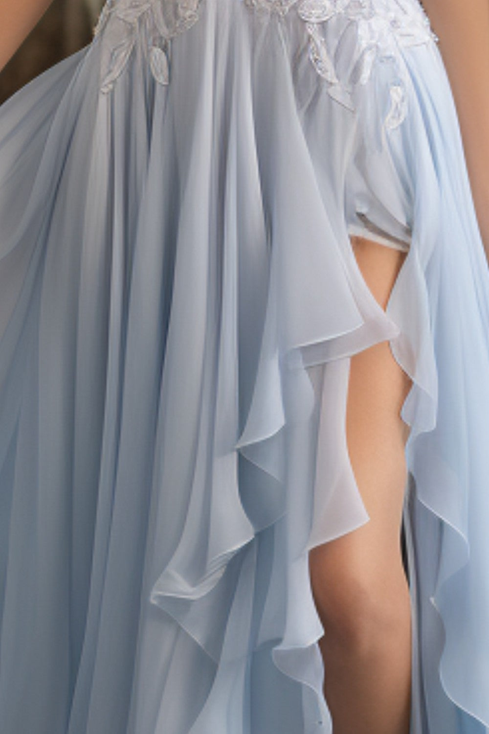 Cute Light Blue Off the Shoulder Prom Dress-LLELLA