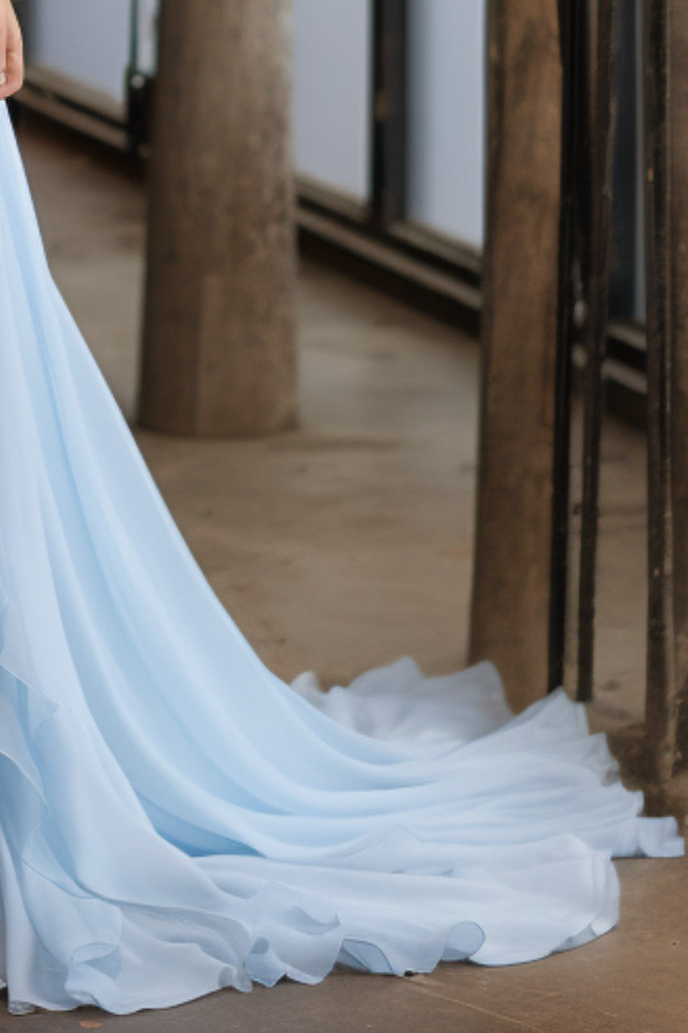 Cute Light Blue Off the Shoulder Prom Dress-LLELLA