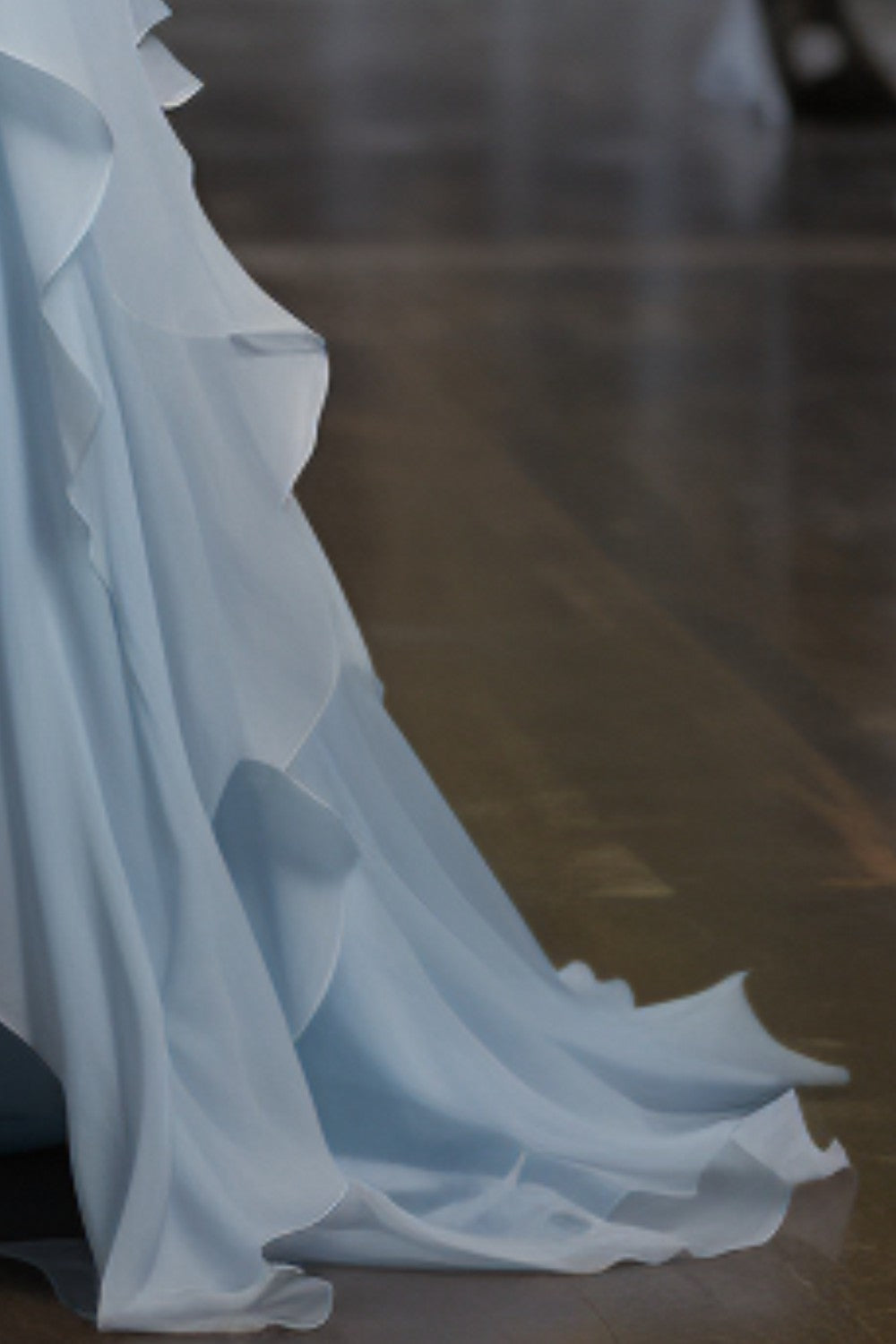 Light Blue Ruffle Prom Dress with Slit-LLELLA