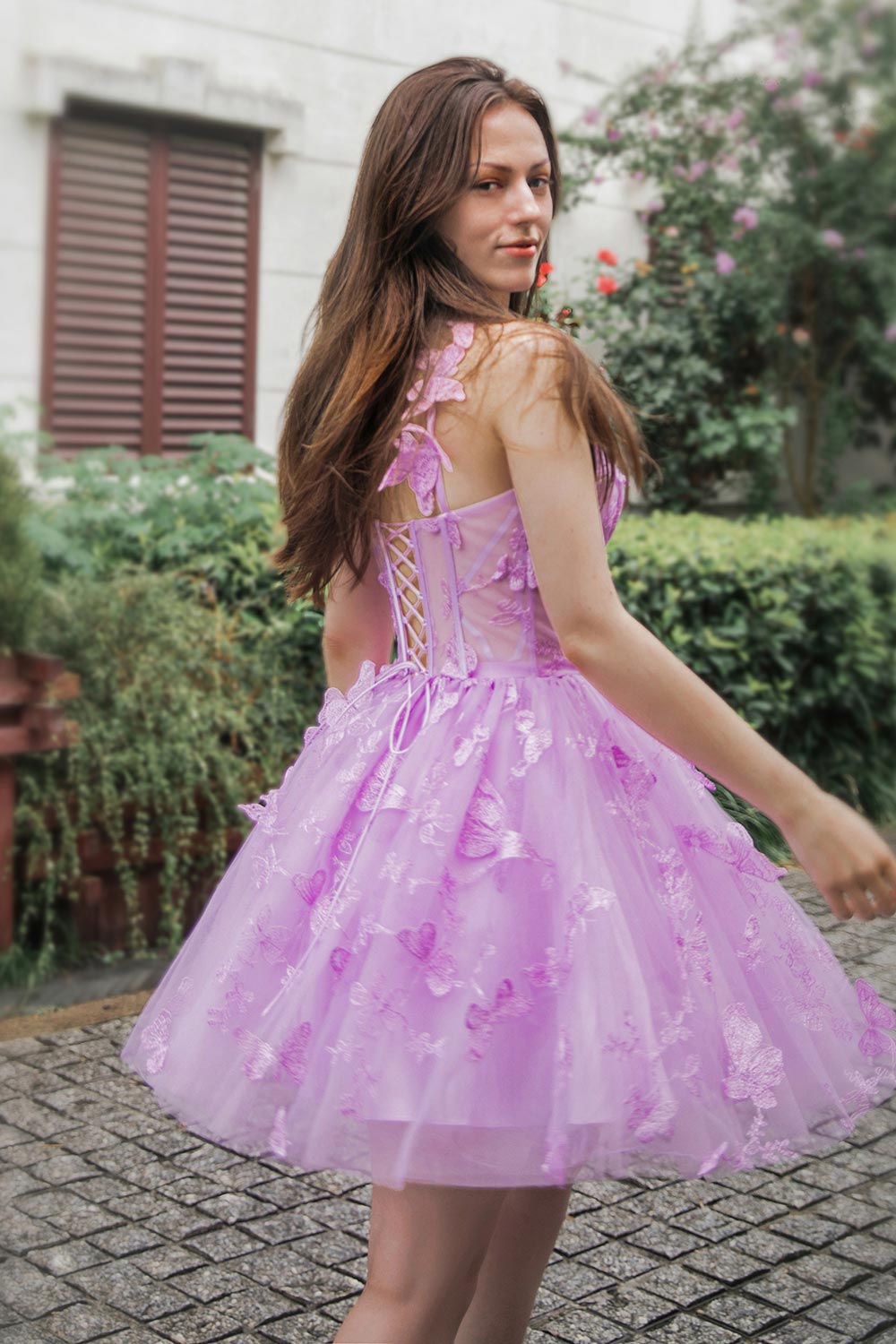 Lilac Corset Homecoming Party Dress-LLELLA