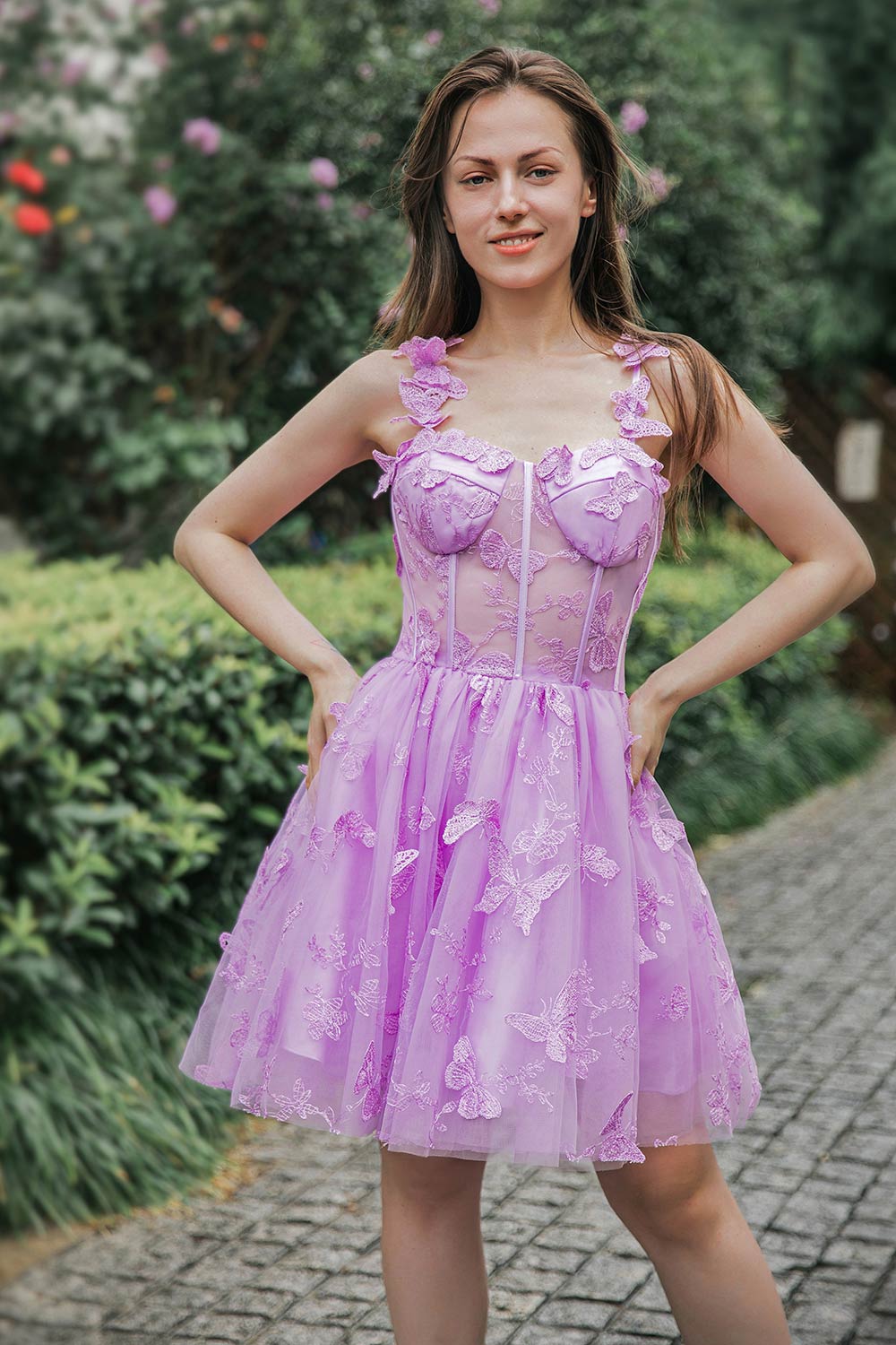 Lilac Corset Homecoming Party Dress-LLELLA