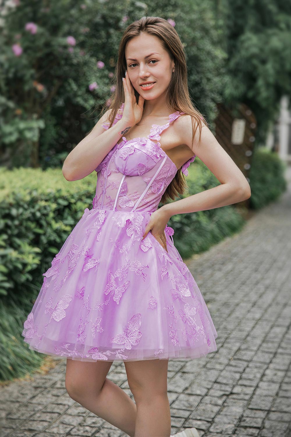 Lilac Corset Homecoming Party Dress-LLELLA