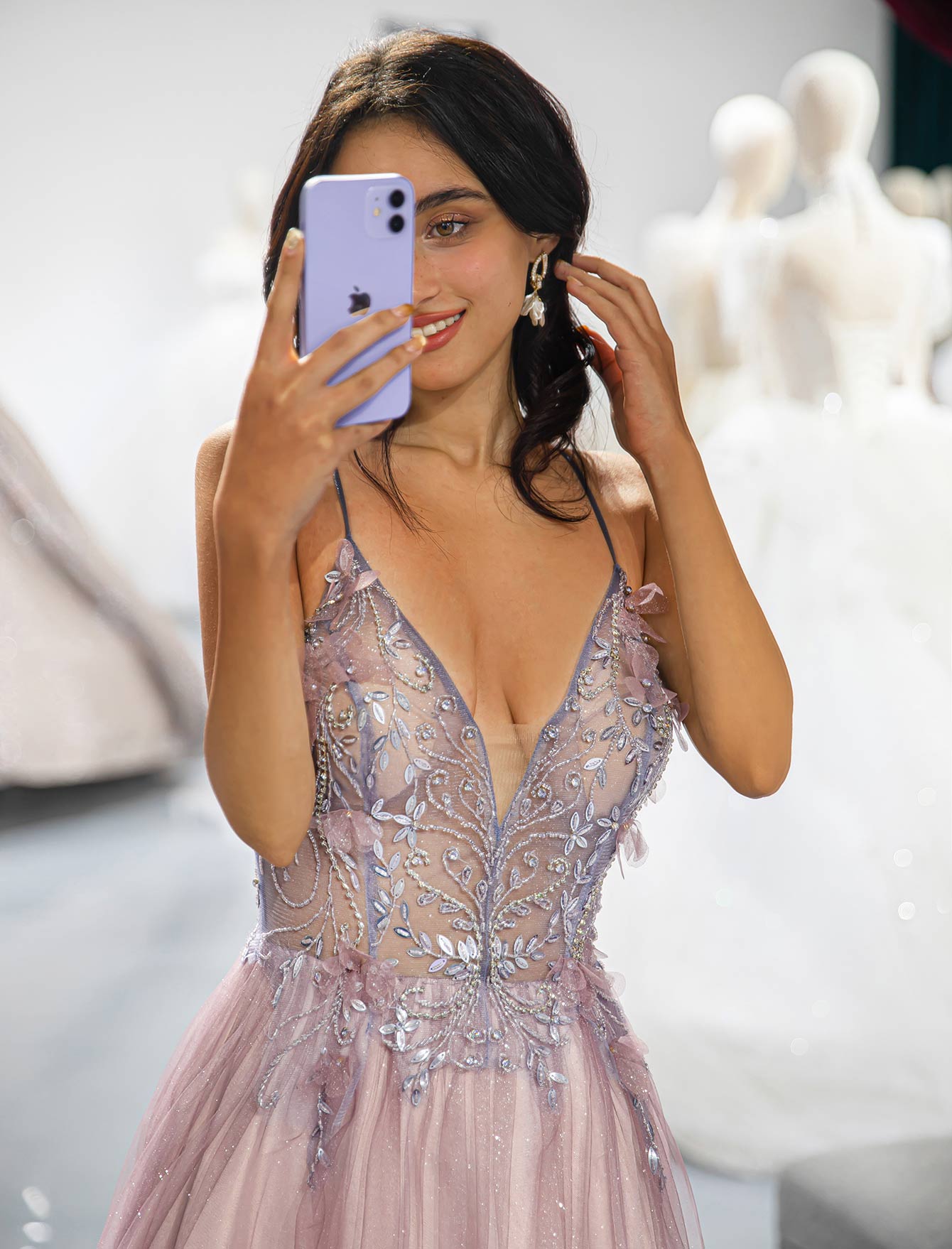 Side Slit 3D Beaded Prom Dress-LLELLA