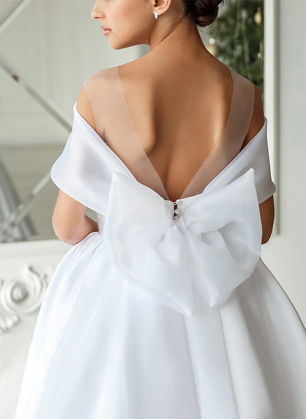A-Line/Princess Girl Dresses with Bowknot Peach