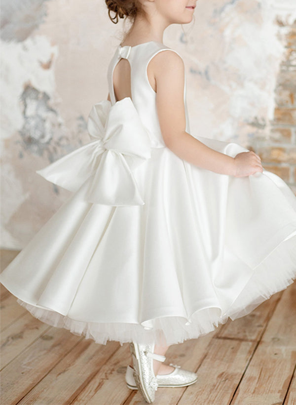 A-Line/Princess Girl Dresses with Bowknot Blush