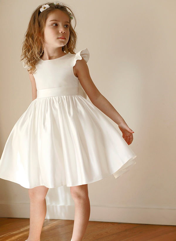 A-Line/Princess Girl Dresses with Bowknot & Beading Blush