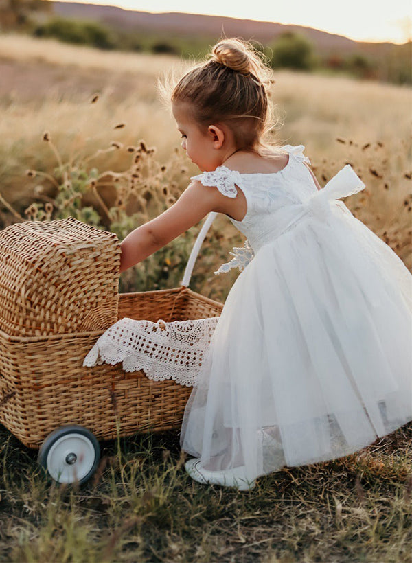 A-Line/Princess Girl Dresses with Sash & Applique Burgundy