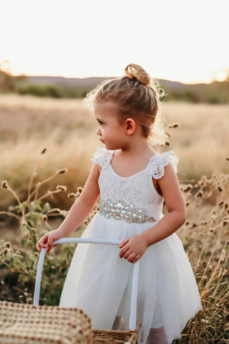 A-Line/Princess Girl Dresses with Sash & Applique Blush