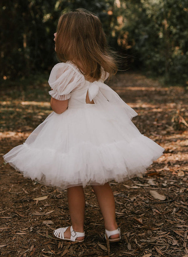 A-Line/Princess Girl Dresses with Bowknot Blush