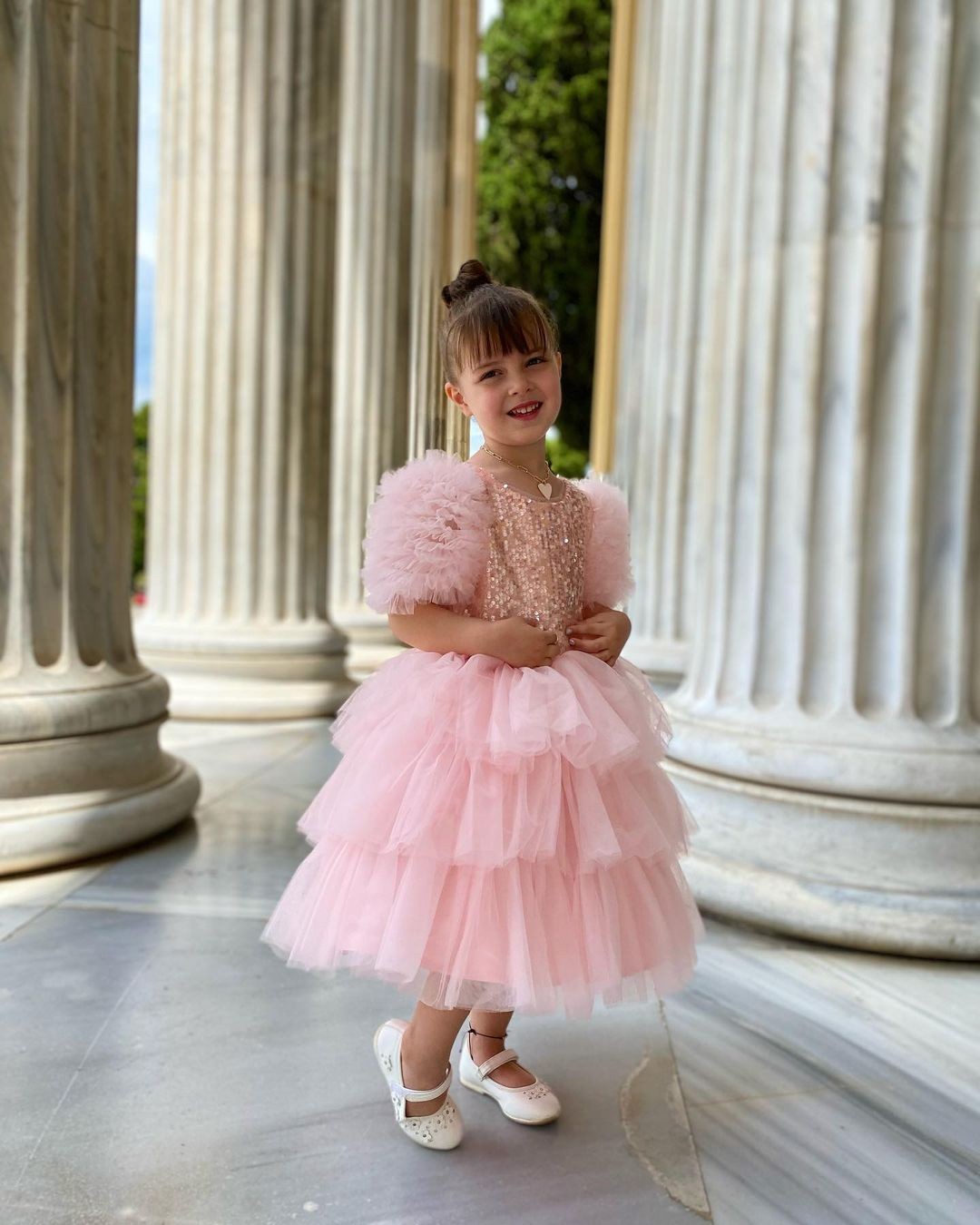 Ball Gown Princess Sequins Little Girl Party Dresses Blush