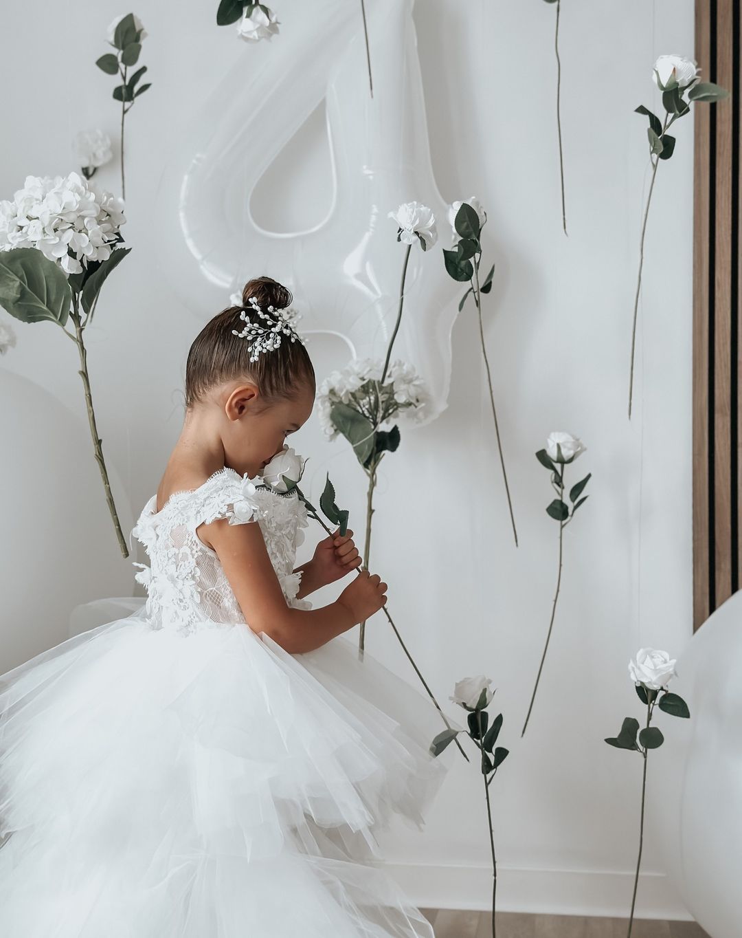 Ball Gown Princess Tulle Flower Girl Dresses with Applique Peach