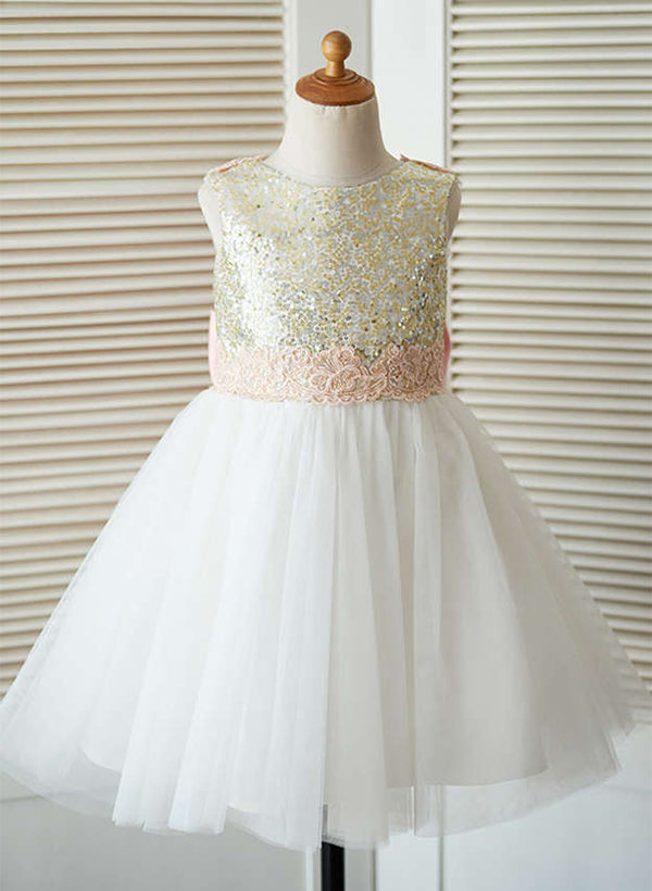 A-Line/Princess Tulle Flower Girl Dresses With Bowknot As pic