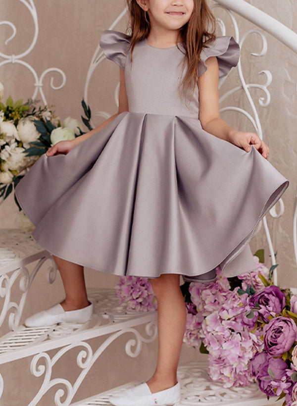 A-Line/Princess Scoop Flower Girl Dresses With Bowknot Wisteria