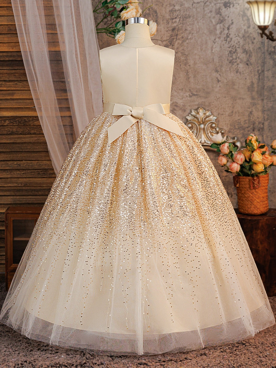 A-Line/Princess Scoop Sequins Flower Girl Dresses Sleeveless Ankle-Length