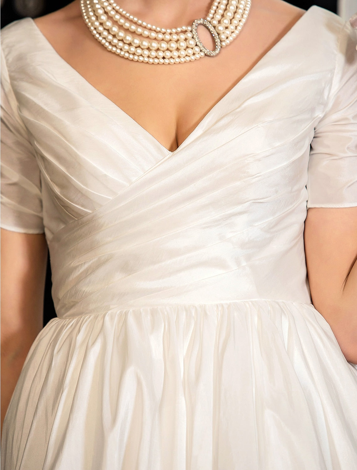 Ball Gown V-Neck Tea-length Lace Wedding Dress Champagne