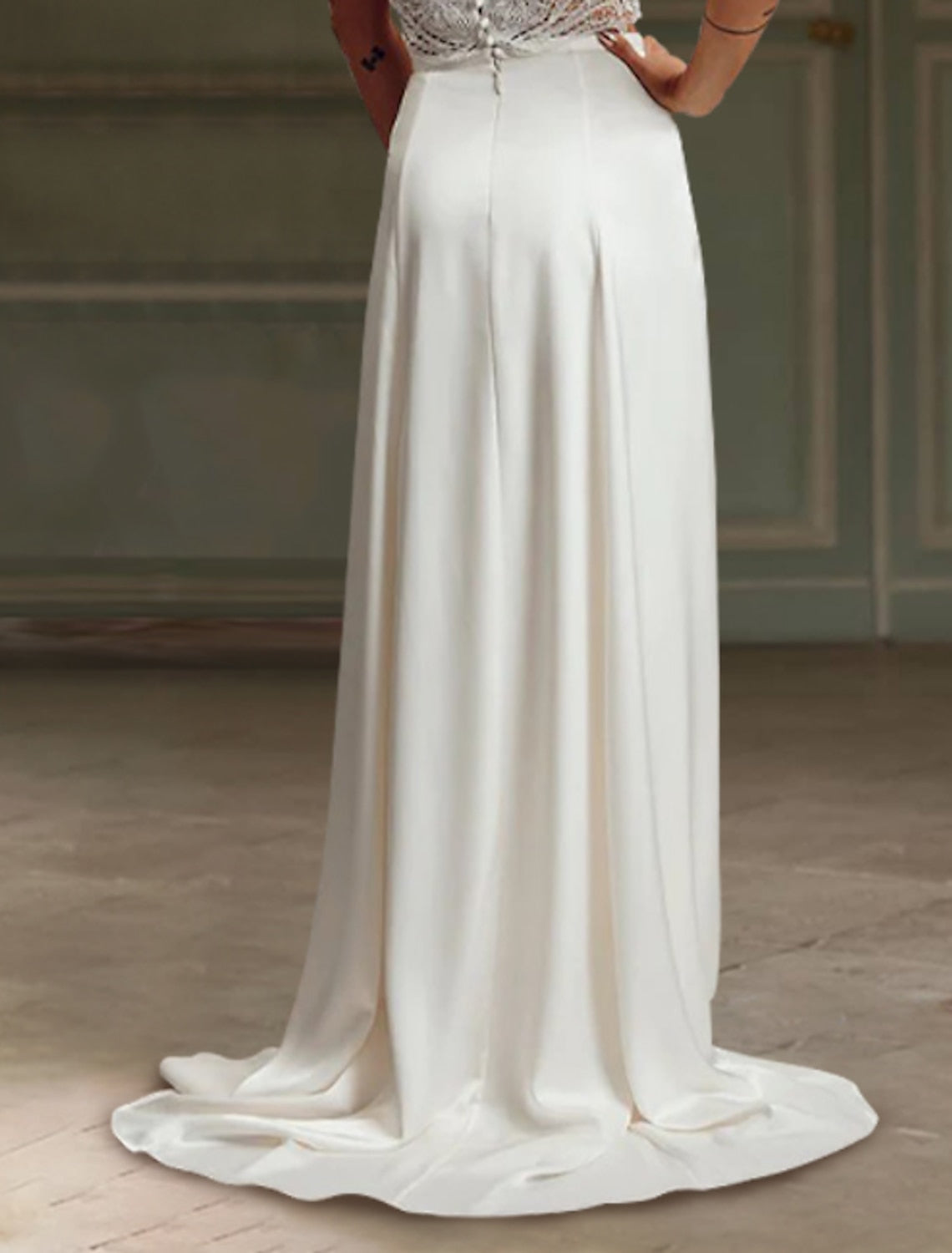 Sheath/Column Halter Floor-length Lace Wedding Dress Pink