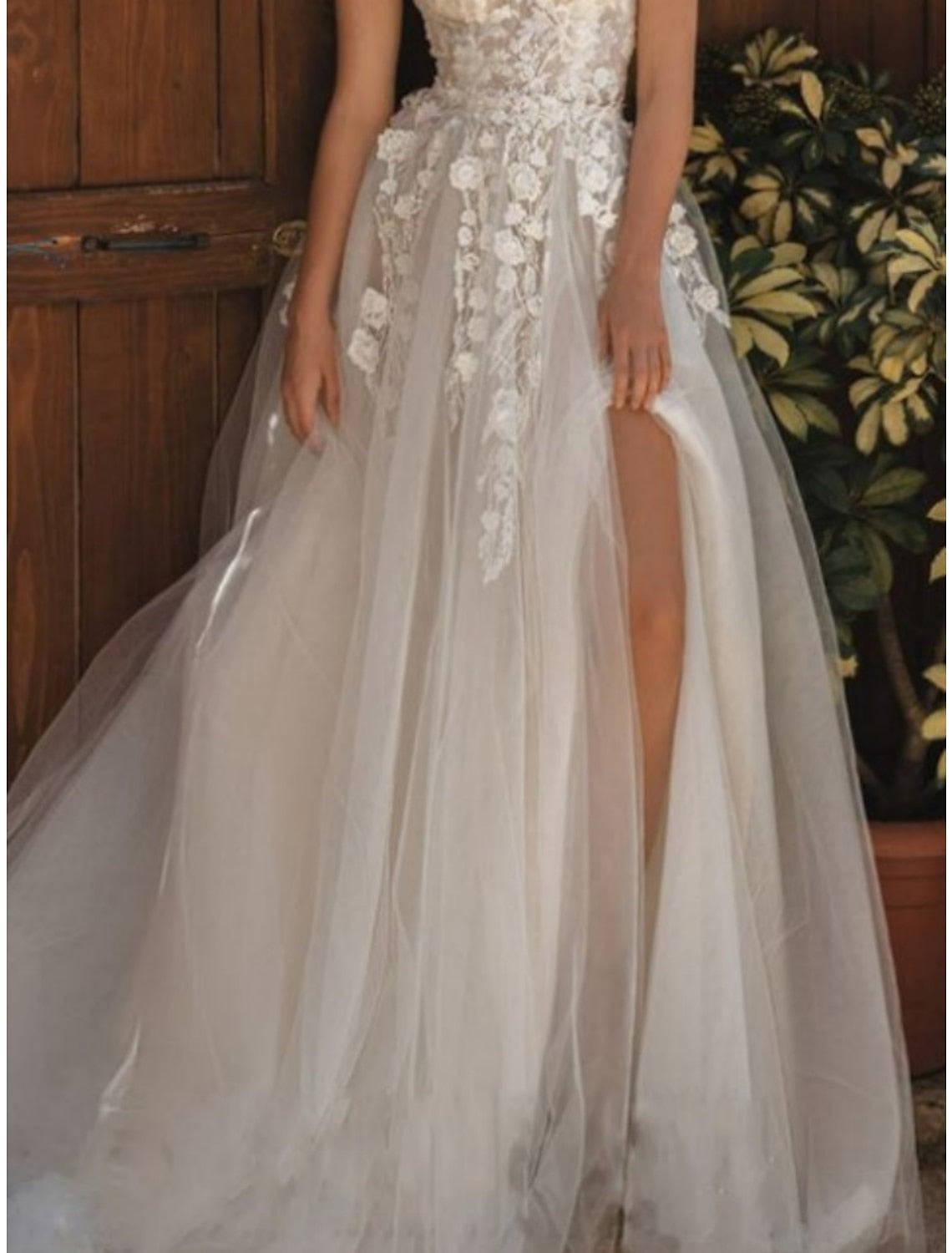 A-Line/Princess Off-the-Shoulder Floor-length Lace Wedding Dress White