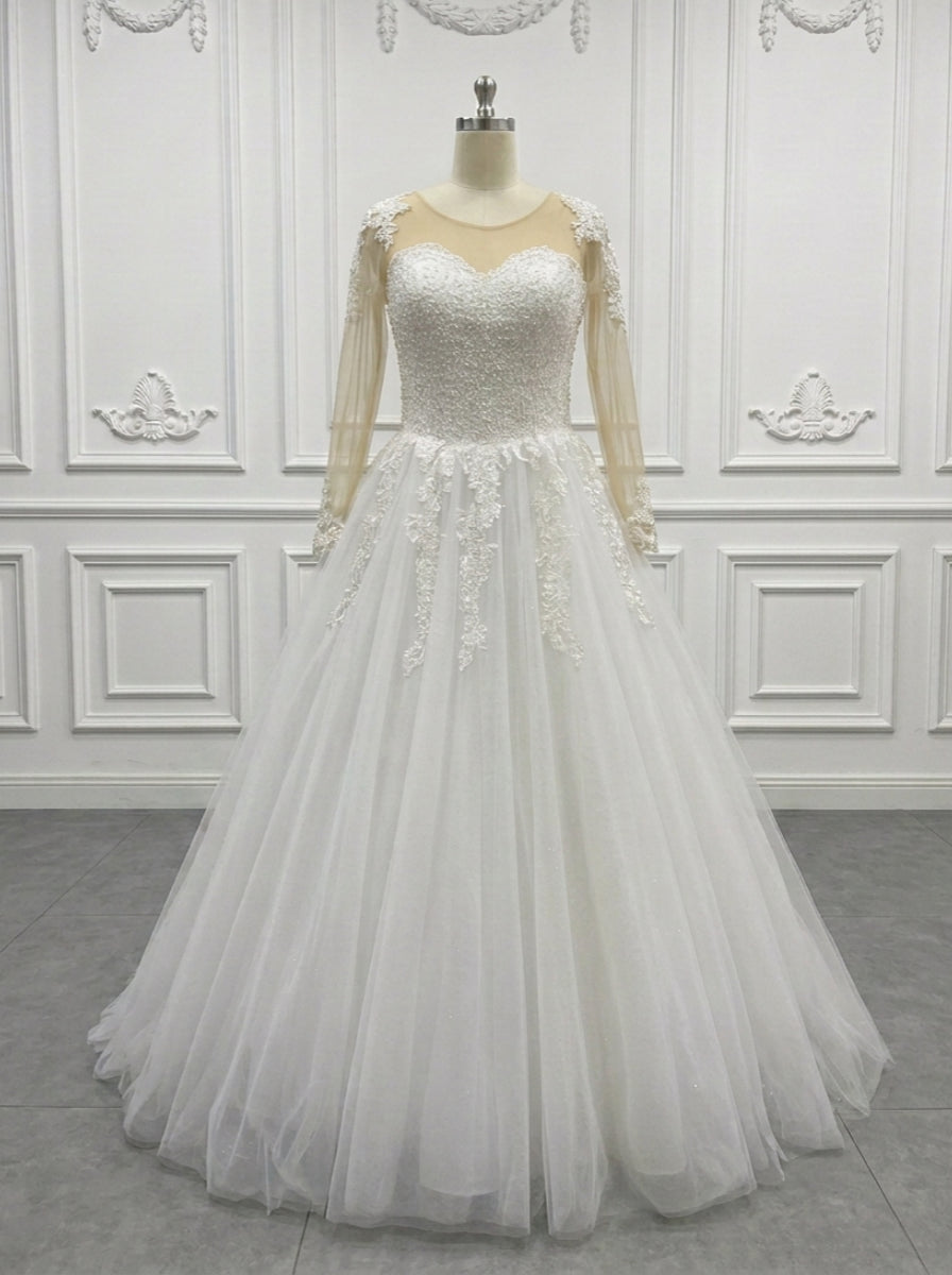 Ball Gown Sweetheart Floor-length Lace Wedding Dress Champagne