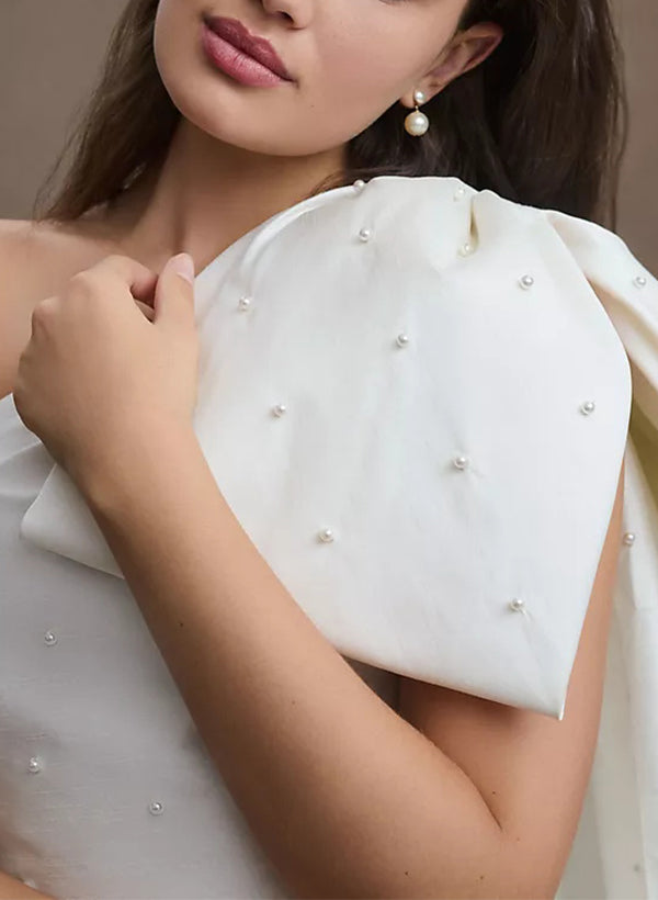 Sheath/Column One-Shoulder Mini Wedding Dress Champagne