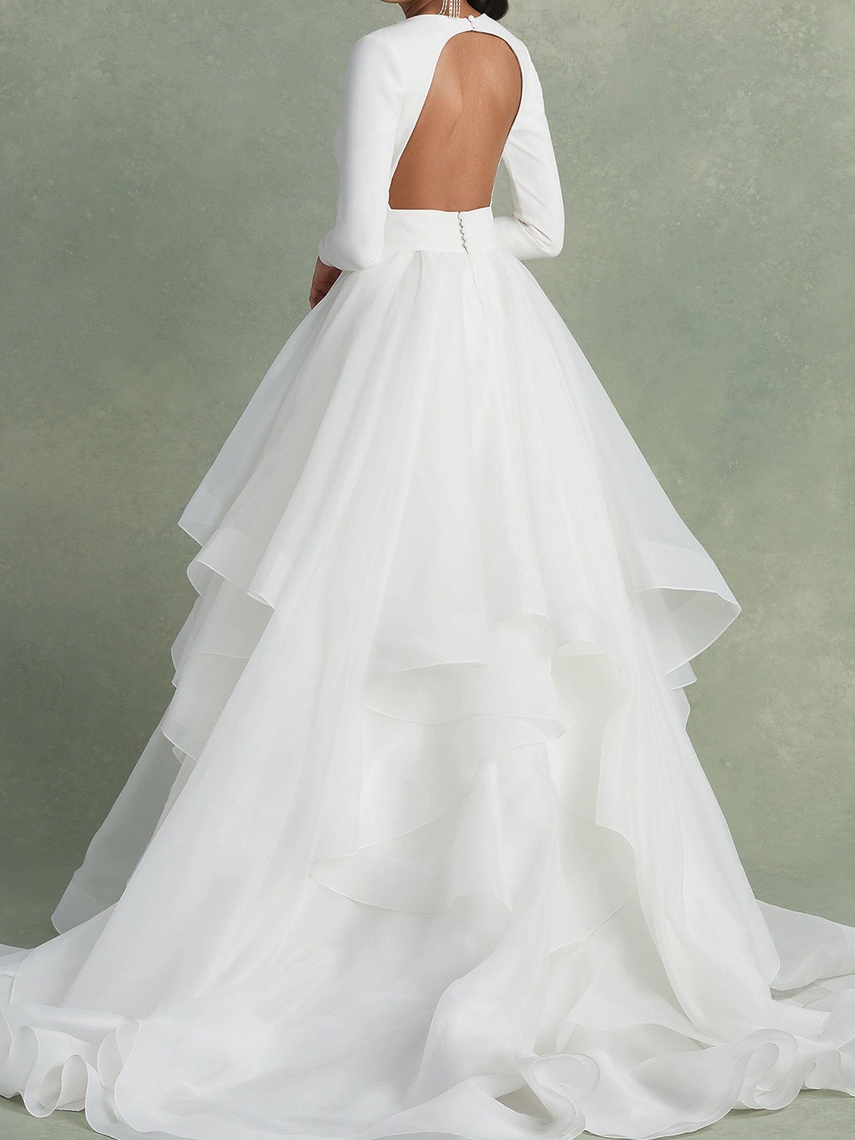 A-Line/Princess V-Neck Floor-Length Ball-Gown Wedding Dress With Ruffles White