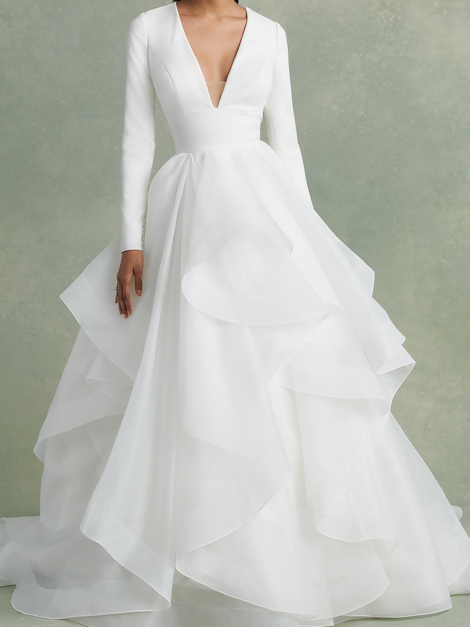 A-Line/Princess V-Neck Floor-Length Ball-Gown Wedding Dress With Ruffles Pink