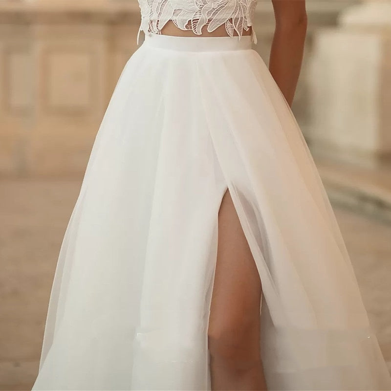 A-Line/Princess Wedding Dresses Separates Separates Sweep / Brush Train With Split Champagne