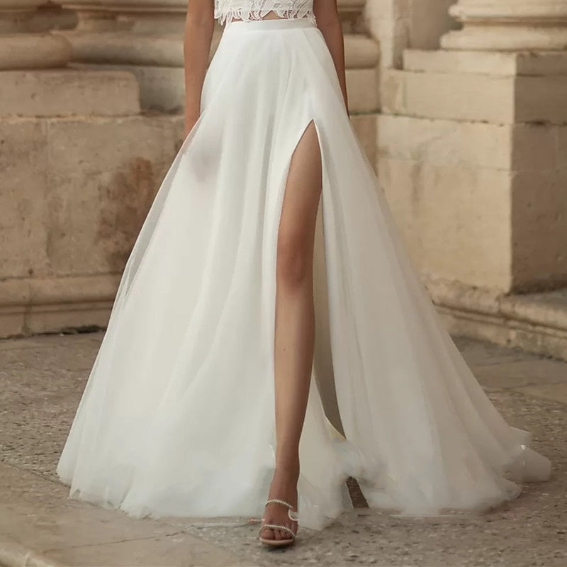 A-Line/Princess Wedding Dresses Separates Separates Sweep / Brush Train With Split White