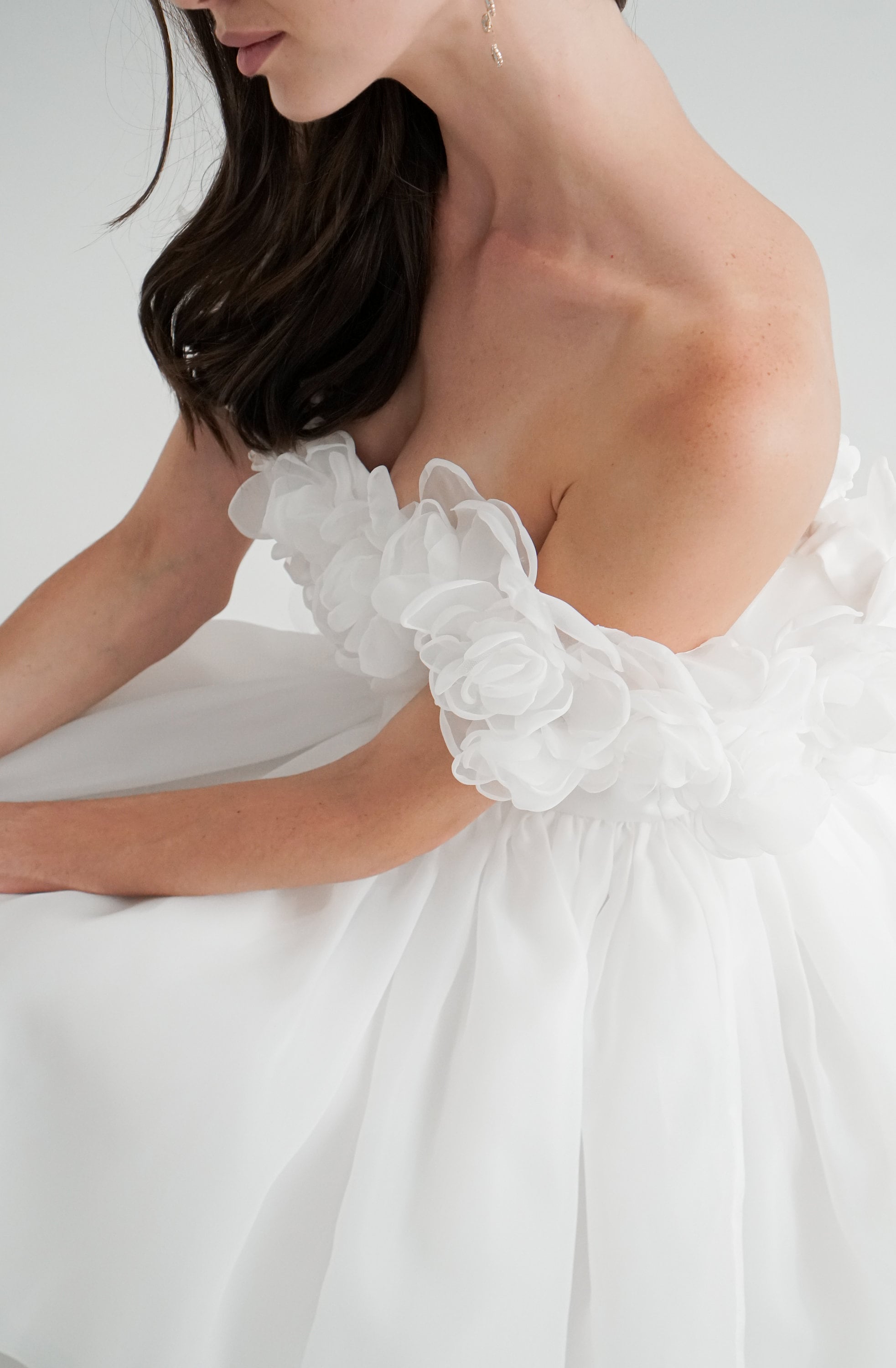 A-Line/Princess Off-The-Shoulder Sweetheart Flower Short Wedding Dress Pink