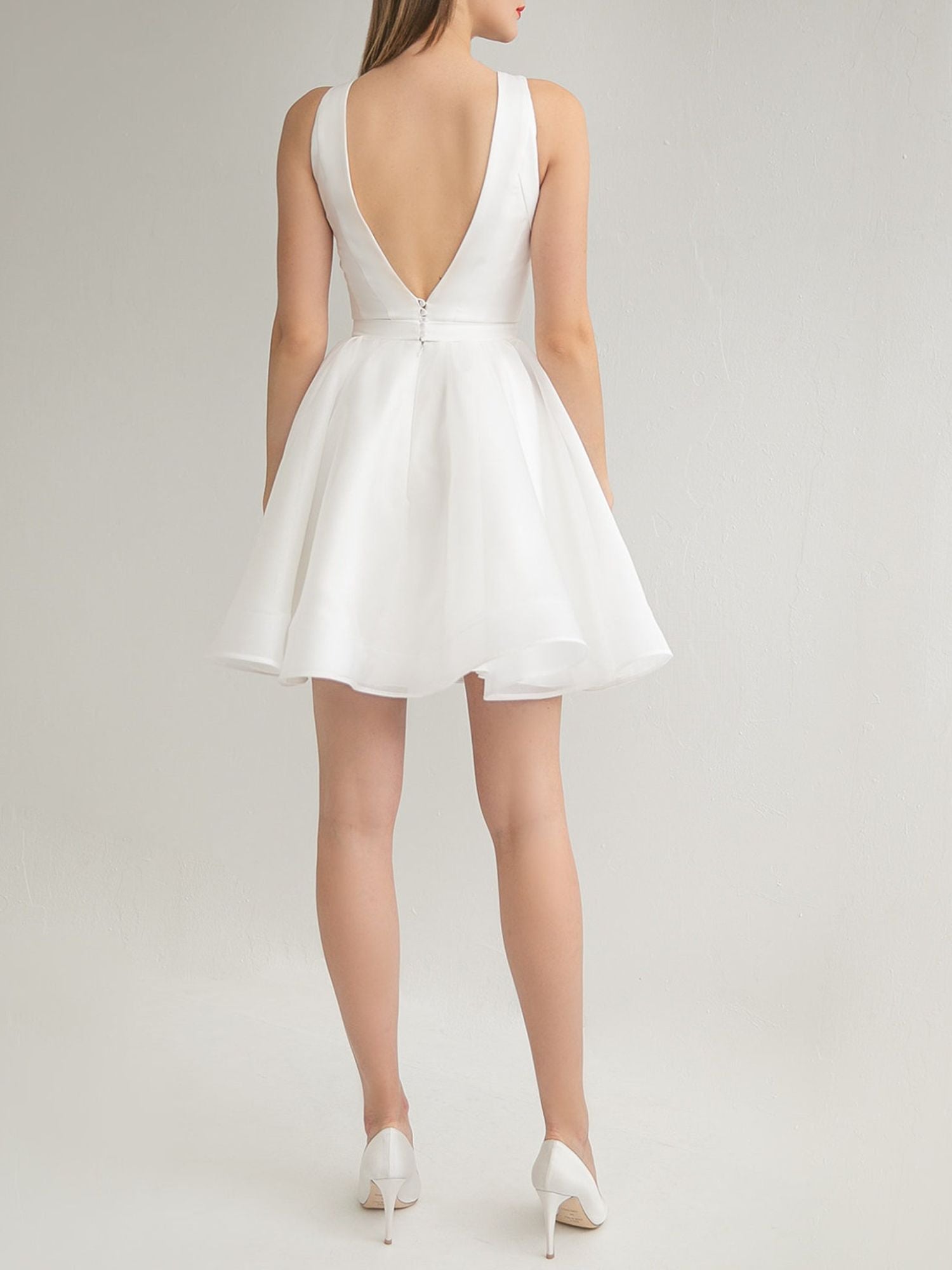 A-Line/Princess Scoop Neck Long Sleeves Mini Wedding Dress Pink