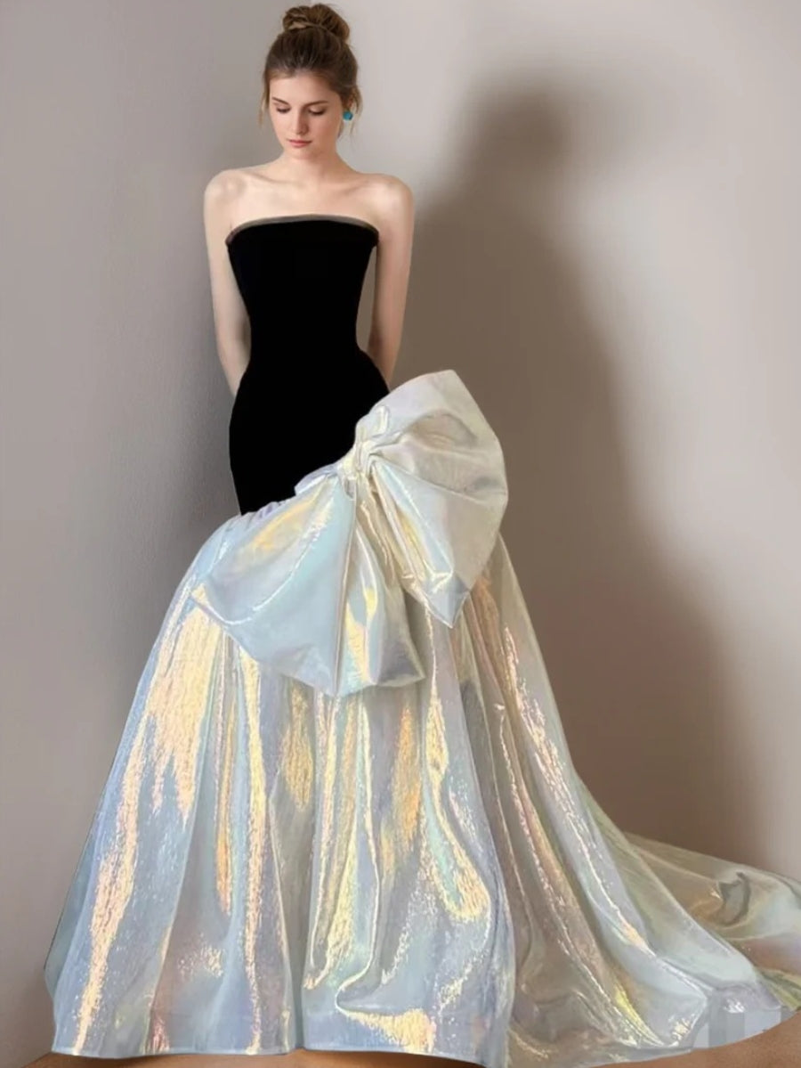 Trumpet/Mermaid Strapless Sleeveless Sophisticated Wedding Dress with Bow As Pic