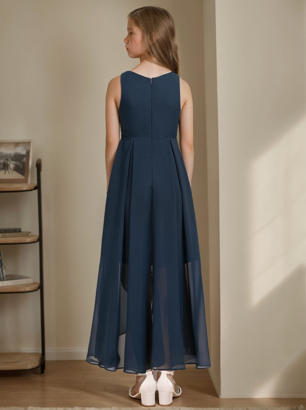 A-Line/Princess Sleeveless High Low Junior Bridesmaid Dresses Dusty Rose