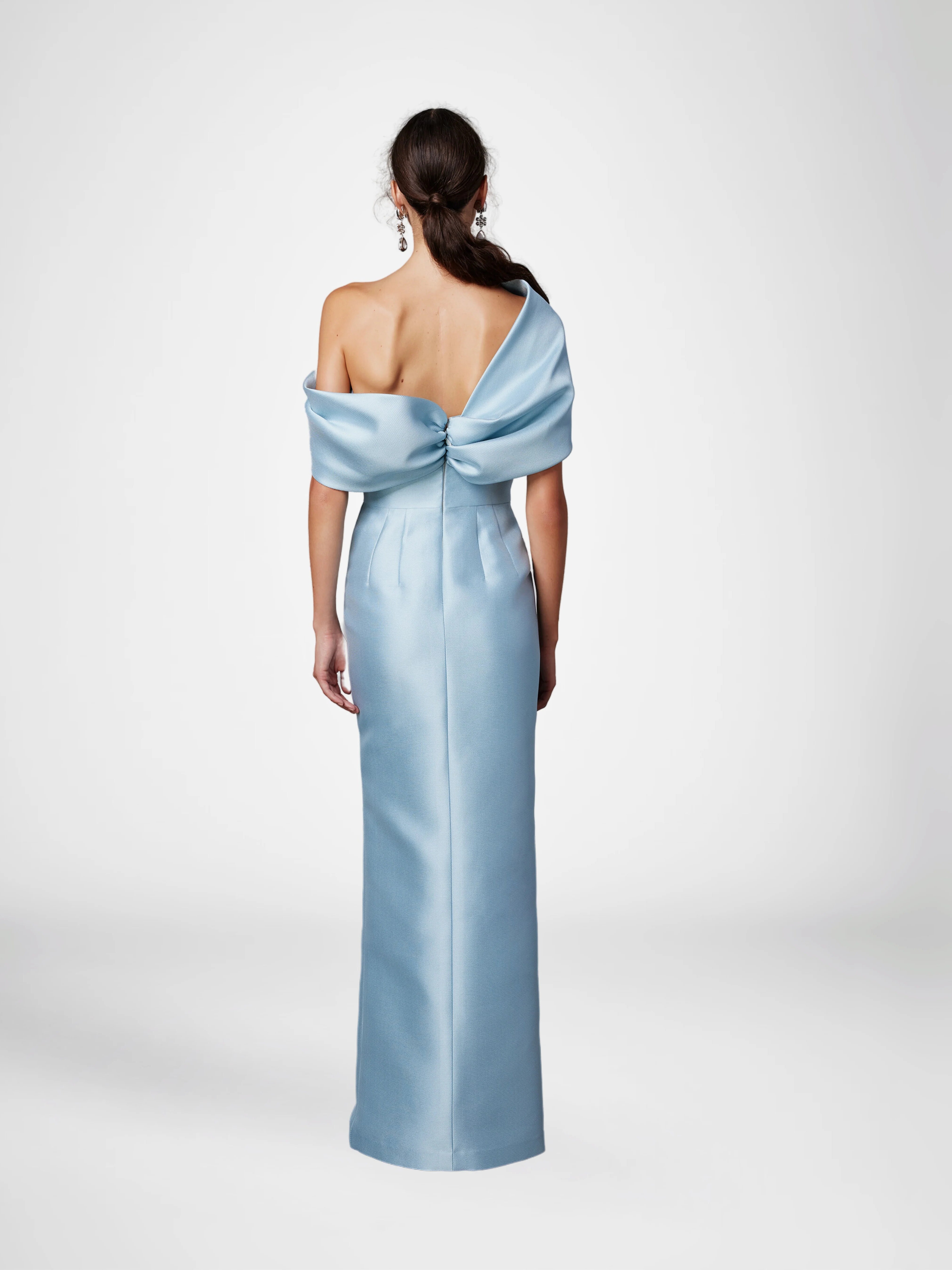 One-Shoulder Ruffled Floor-Length Gown for the Mother of the Bride-LLELLA