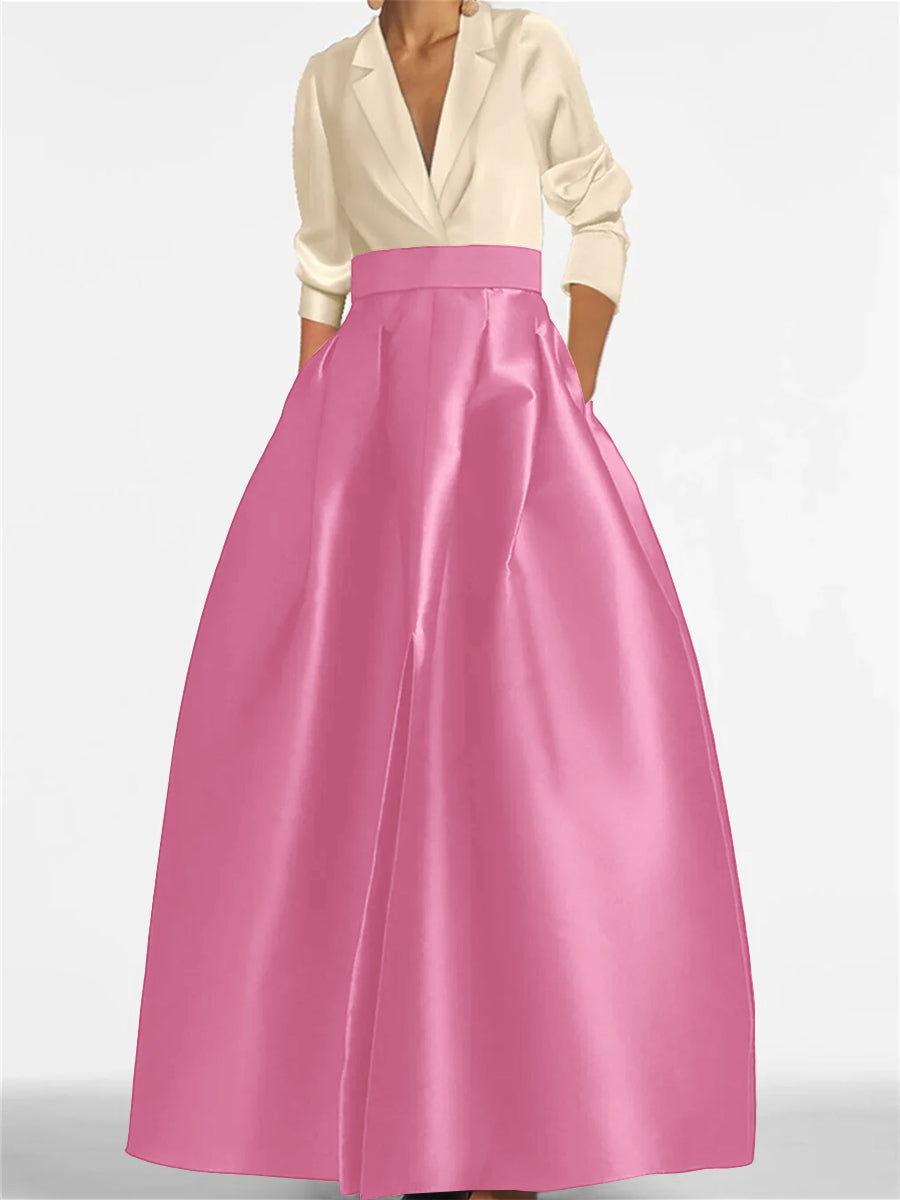 V-Neck A-Line Princess Gown with Long Sleeves and Pockets for the Mother of the Bride-LLELLA