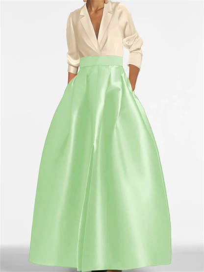 V-Neck A-Line Princess Gown with Long Sleeves and Pockets for the Mother of the Bride-LLELLA
