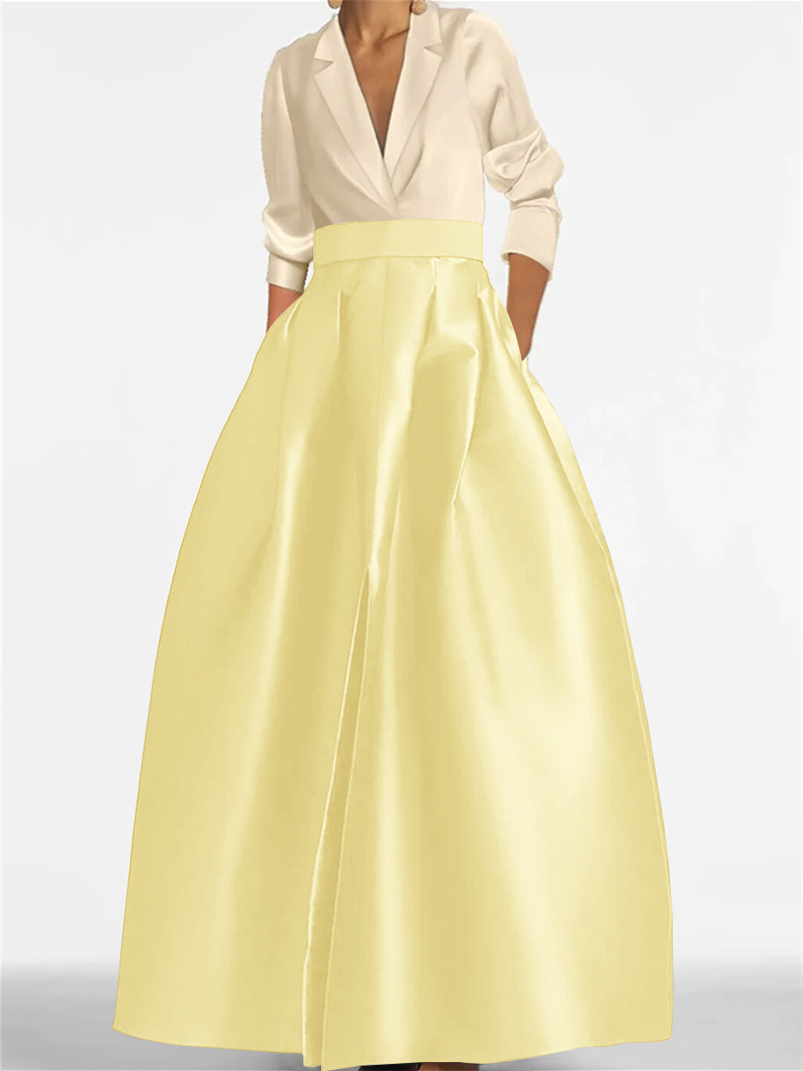 V-Neck A-Line Princess Gown with Long Sleeves and Pockets for the Mother of the Bride-LLELLA