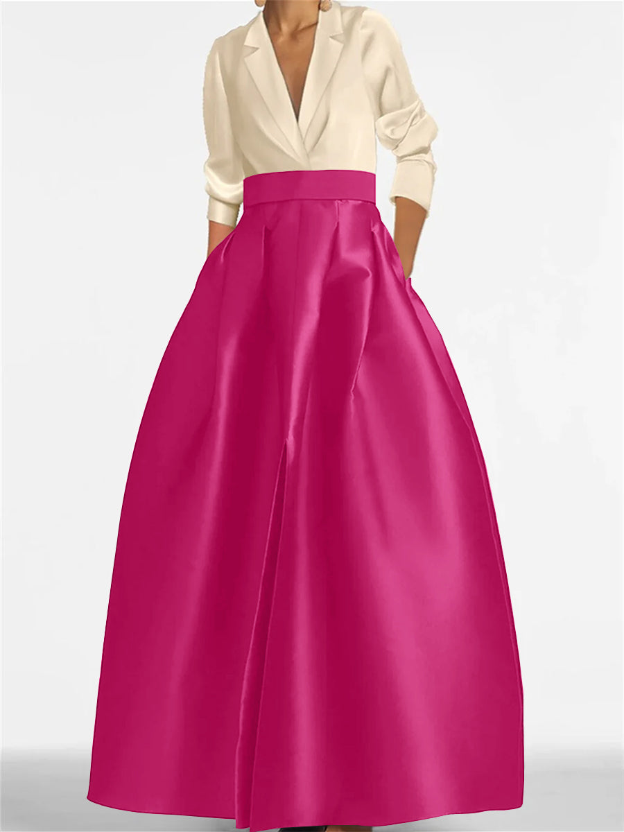V-Neck A-Line Princess Gown with Long Sleeves and Pockets for the Mother of the Bride-LLELLA