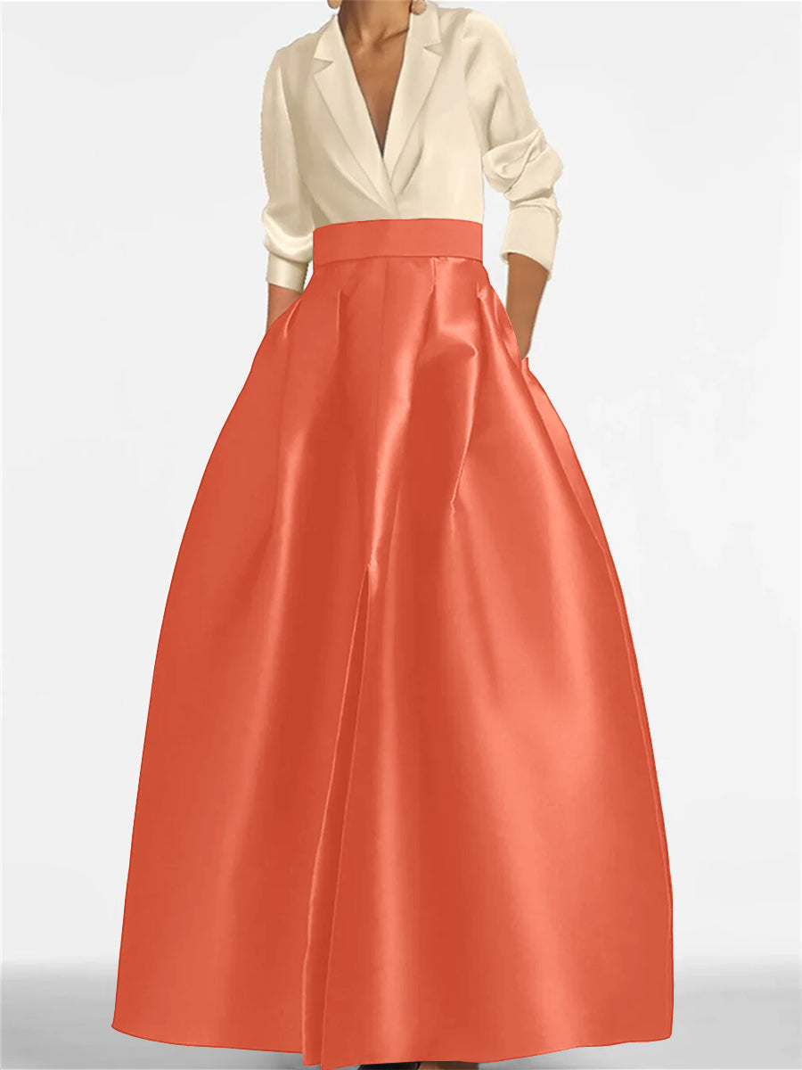 V-Neck A-Line Princess Gown with Long Sleeves and Pockets for the Mother of the Bride-LLELLA