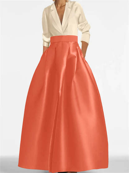 V-Neck A-Line Princess Gown with Long Sleeves and Pockets for the Mother of the Bride-LLELLA