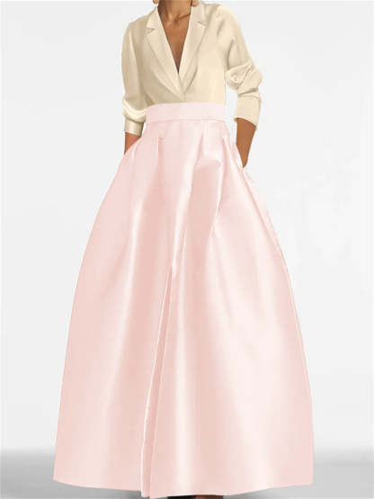 V-Neck A-Line Princess Gown with Long Sleeves and Pockets for the Mother of the Bride-LLELLA