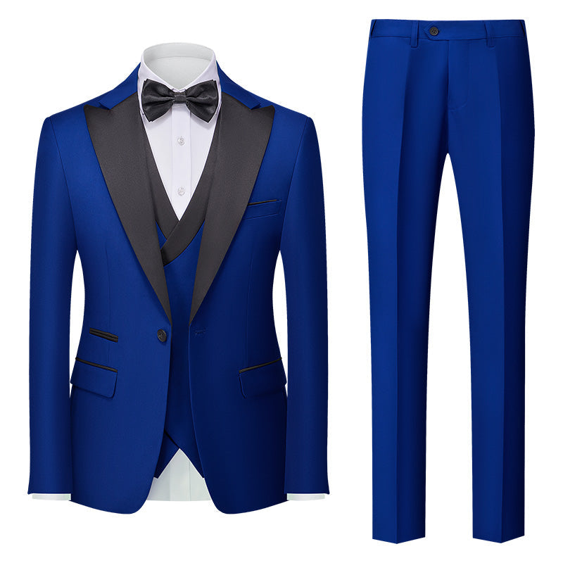 Burgundy Green Pink Red Blue White Men's Tailored Fit Single Breasted One-button 3 Pieces Solid Colored Wedding Suits Royal Blue