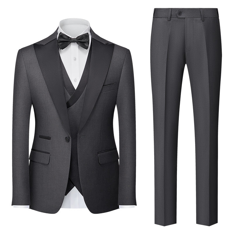 Burgundy Green Pink Red Blue White Men's Tailored Fit Single Breasted One-button 3 Pieces Solid Colored Wedding Suits Black