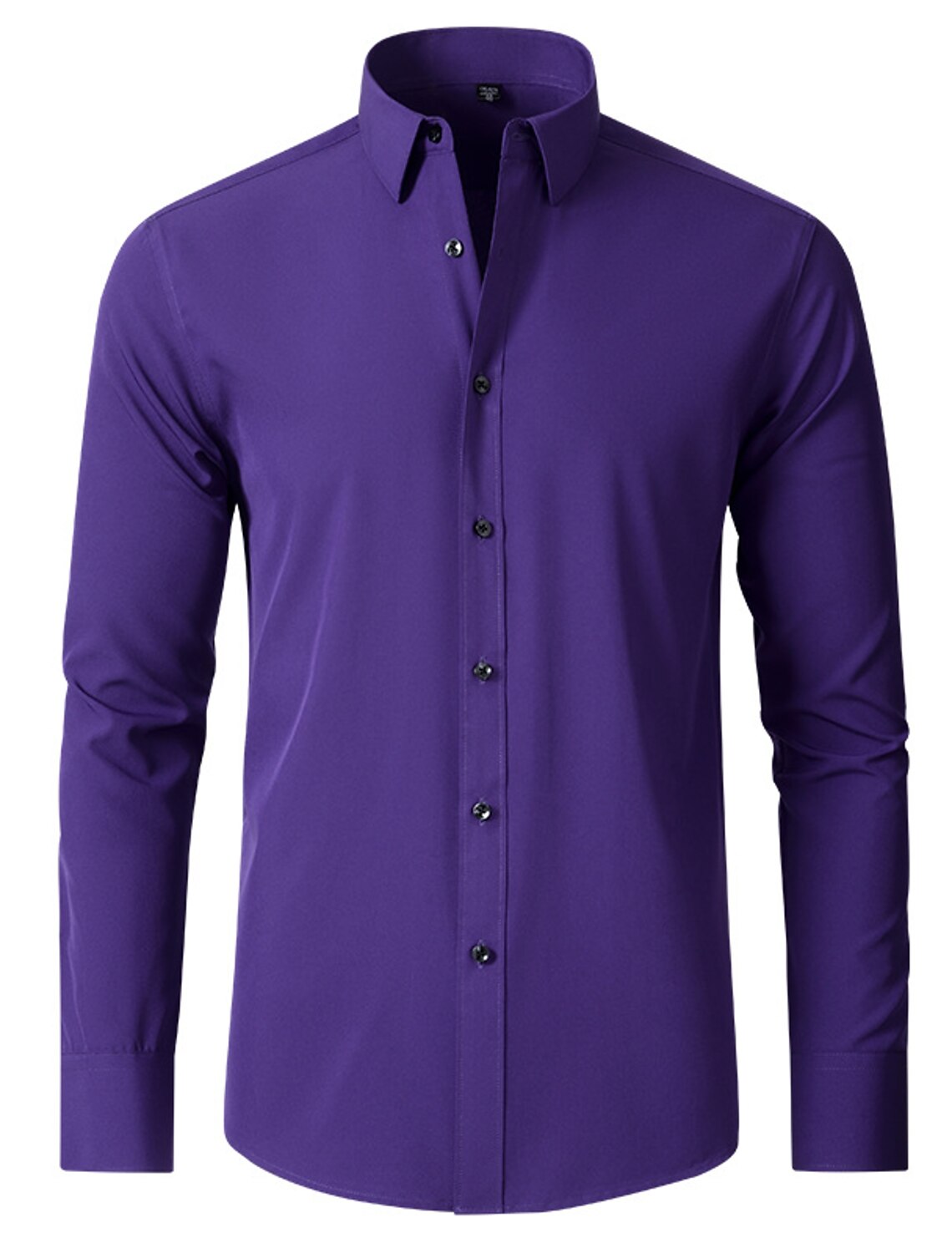 White Red Black Purple Pink Men's Long Sleeves Classic Solid Color Shirt Purple