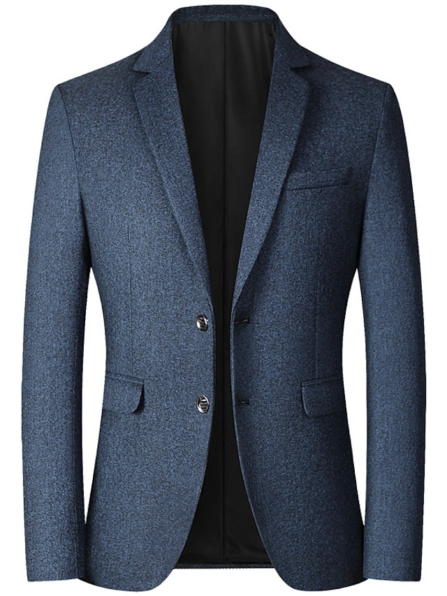 Men's Tailored Fit Single Breasted Two-buttons Blazer Jacket Navy Blue