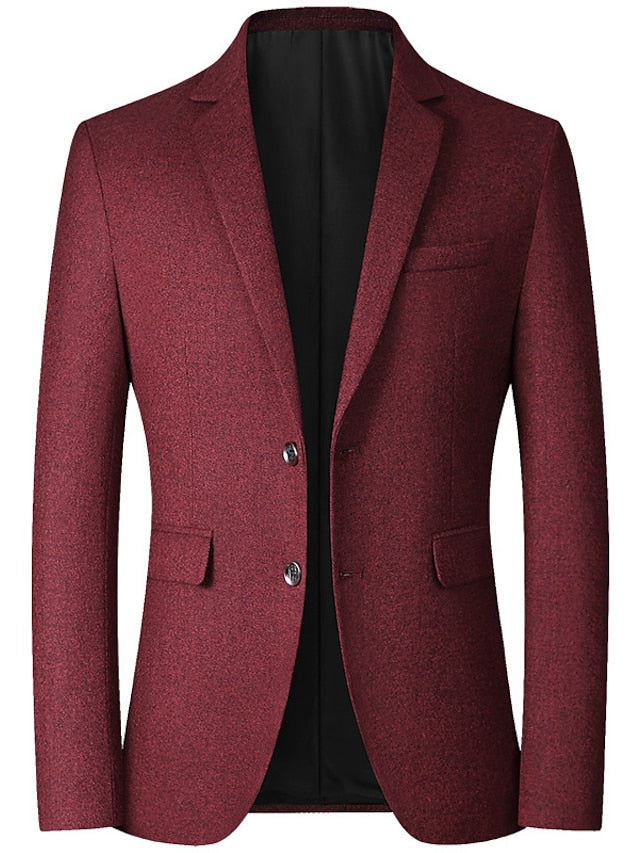 Men's Tailored Fit Single Breasted Two-buttons Blazer Jacket Wine