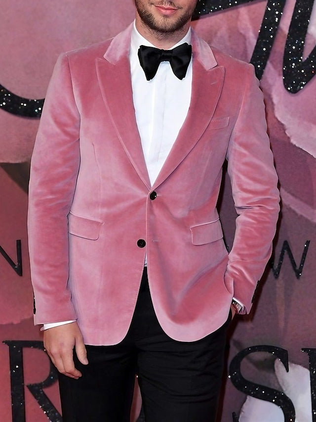 Men's Tailored Fit Single Breasted Two-buttons Blazer Jacket Pink
