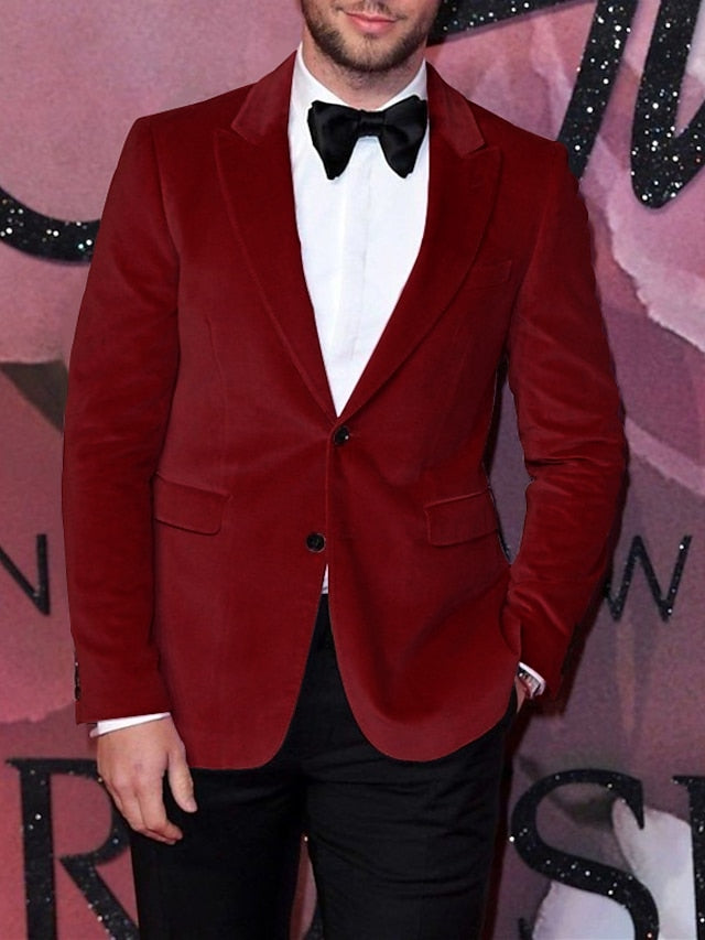 Men's Tailored Fit Single Breasted Two-buttons Blazer Jacket Burgundy