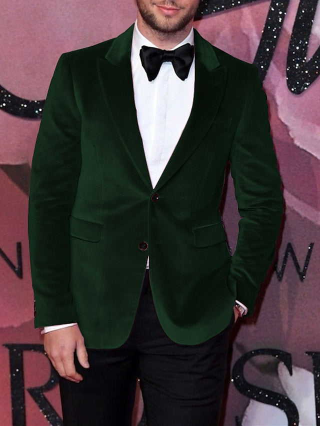Men's Tailored Fit Single Breasted Two-buttons Blazer Jacket Green